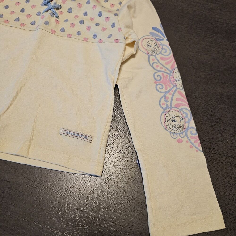 Vintage Bratz Girl's Long Sleeve Shirt  MEDIUM 7 / 8 Babydoll Y2K Laced Henly - Picture 3 of 7